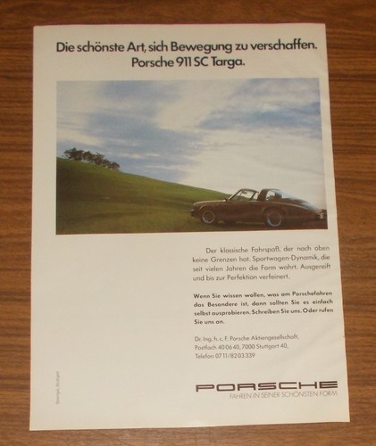 Seltene werbung porsche 911 - seltene,